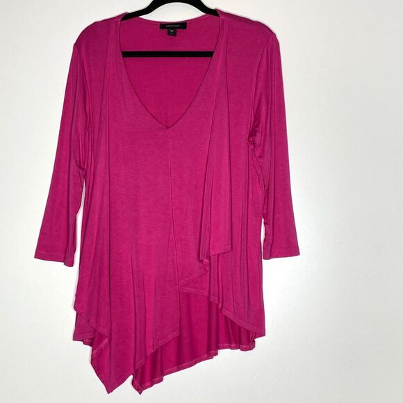 Karen Kane Barbie Pink Layered Flowy Tunic Top Women's Size Large - Picture 1 of 5